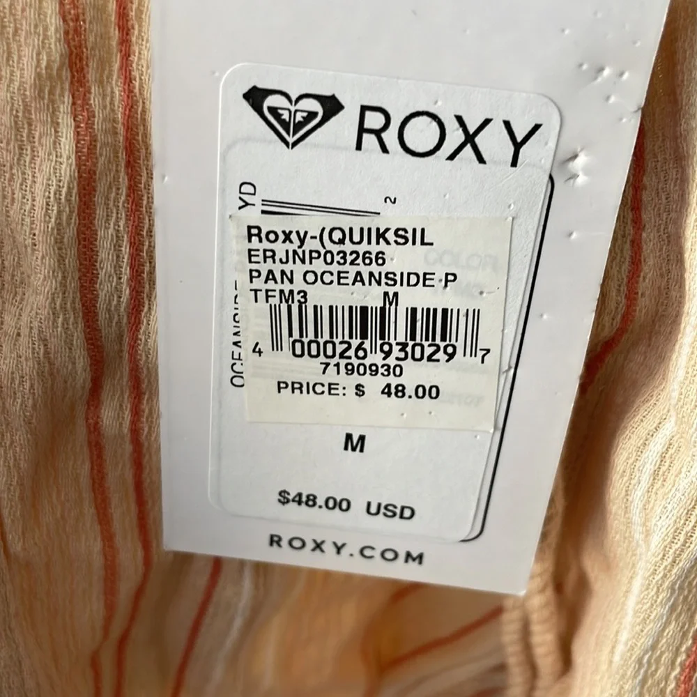 Roxy medium linen pants salmon color with rose and white stripes - Picture 5 of 5